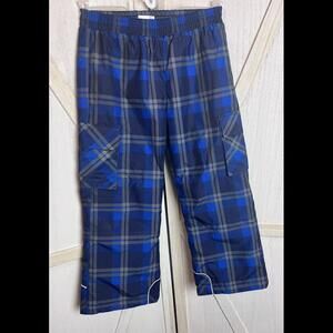 Hanna Anderson Snow Pants Unisex Size 130 US Size 8 Blue Plaid Lined Side Pocket